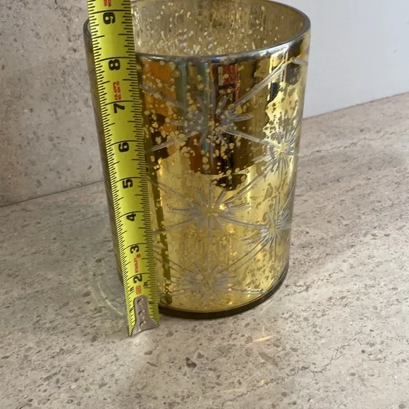 West Elm Distressed Gold Starburst Mercury Glass Candle Holder - Picture 4 of 8